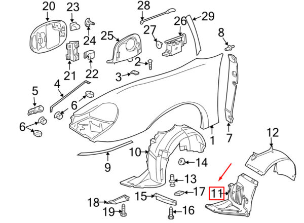 99650412300 - Porsche 911 996 fender trim front left, front 99650412300, new,