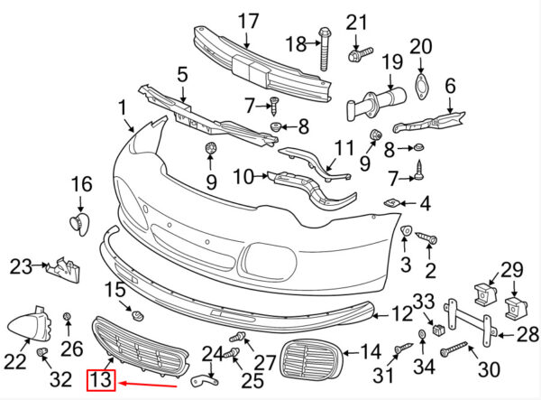 9965055610301C - Porsche 911 996 Front Grille Centre Grille 9965055610301C NEW GENUINE