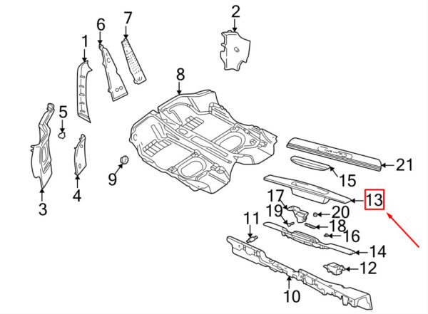 99655112000A03 - Porsche 986 Trim Tablet with Door Threshold 99655112000A03 NEW REAL