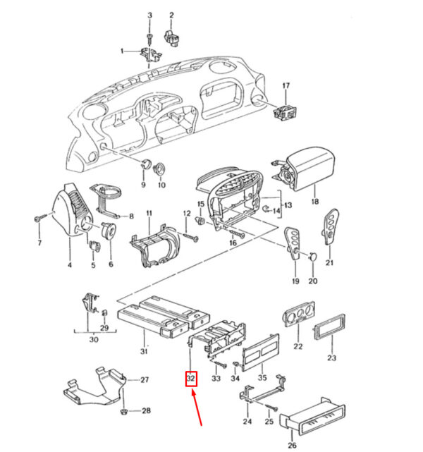 99655235100 - Porsche 911 996 Carrera Cup Holder Support Frame 99655235100 NEW Genuine