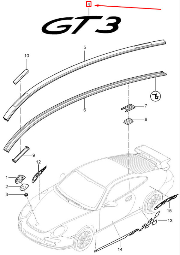 9965592379070C - Porsche 911 996 rear "GT3" logo 9965592379070C NEW GENUINE
