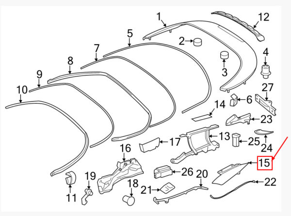 99656106104 - PORSCHE 911 997 Carrera Left Convertible Top Flap 99656106104 NEW GENUINE