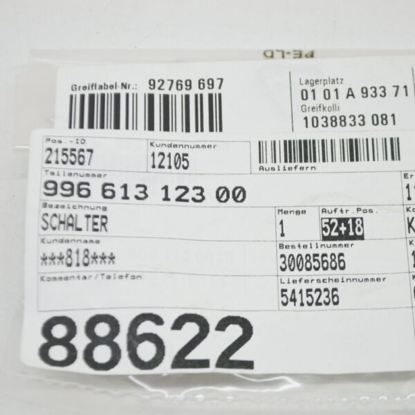 99661312300 - Porsche Boxster 986 interior door handle micro switch 99661312300 NEW ORIGINAL