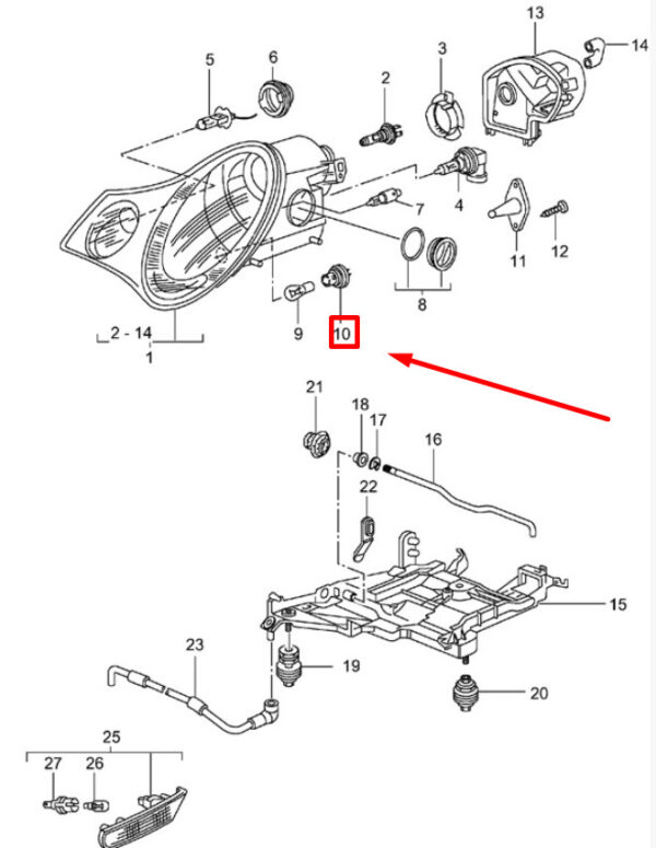 99663111800 - Porsche 911 996 Front Indicator Bracket 99663111800 NEW GENUINE