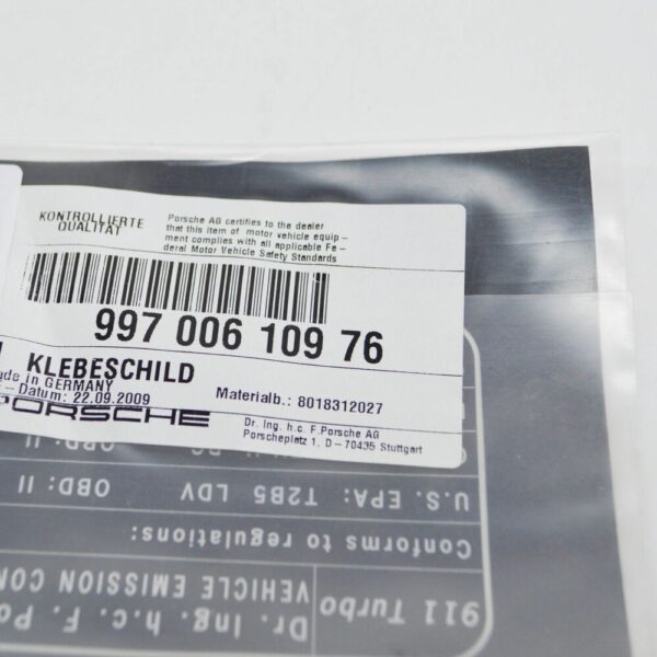 99700610976 - Porsche 911 997 environmental badge sticker 99700610976 new