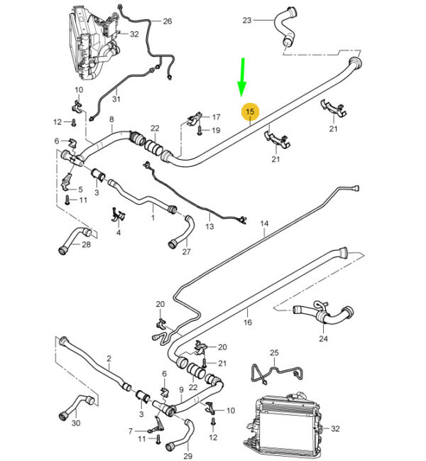 99710665104 - Porsche 911 997 gt3 cooling system inlet water line 99710665104 new original