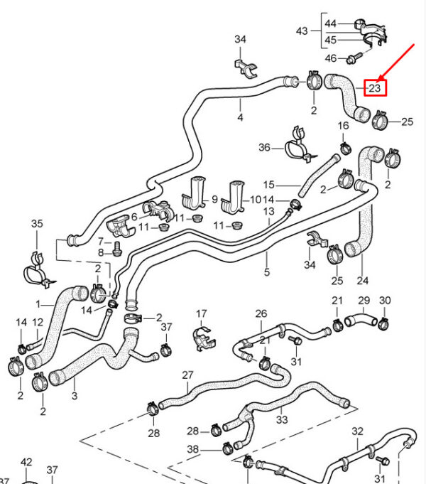 99710683103 - Porsche 911 997 Engine Coolant Hose 99710683103 NEW REAL