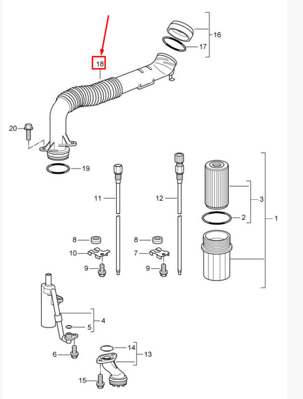 99710791500 - Porsche Carera 911 997 oil filling pipe 99710791500 NEW ORIGINAL