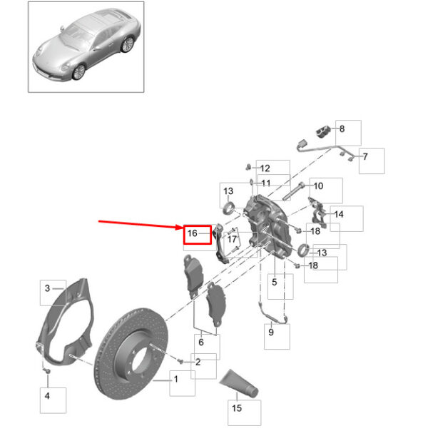 99735150504 - Porsche 911 991 Adapter for Fixed Brake Saddle Front 99735150504 NEW REAL