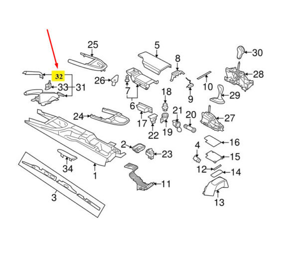 997424155008YR - Porsche Boxster 987 Handbrake Lever Cover 997424155008YR NEW GENUINE