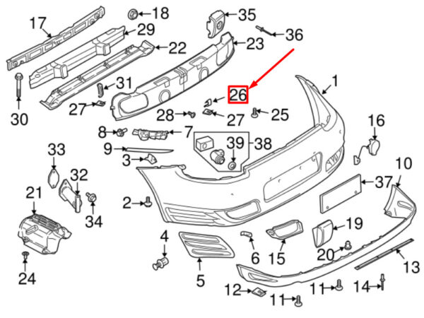 99750564900 - Porsche 911 rear bumper heat shield filler 99750564900 NEW ORIGINAL
