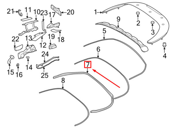 99751471402 - Porsche 911 997 Convertible Top Edge Protection 99751471402 New Genuine