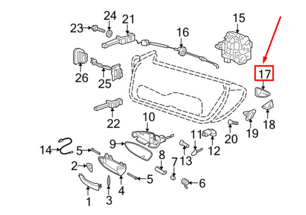 9975373310101C - Porsche 911 997 door locking bracket left 99753733101C NEW ORIGINAL