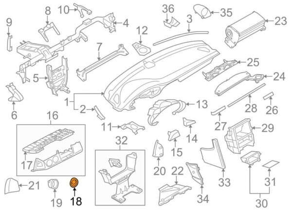 99755242501N23 - Porsche 911 997 dashboard trim cylinder Bazel 99755242501N23 new