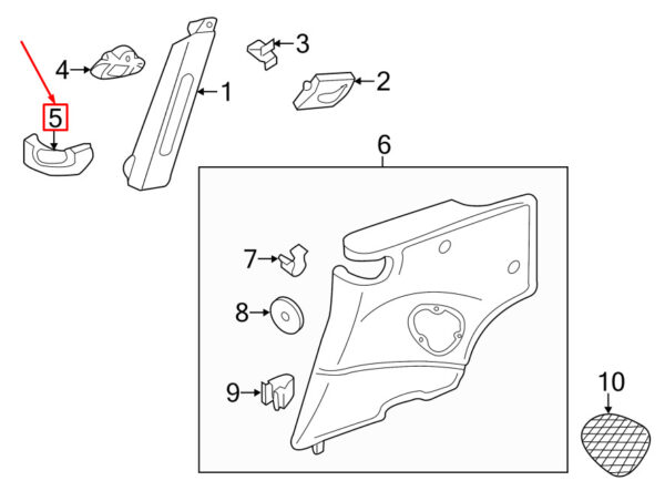 99755506100A03 - NEW PORSCHE 911 997 FRONT LEFT SEAT BELT GUIDE 99755506100A03 ORIGINAL