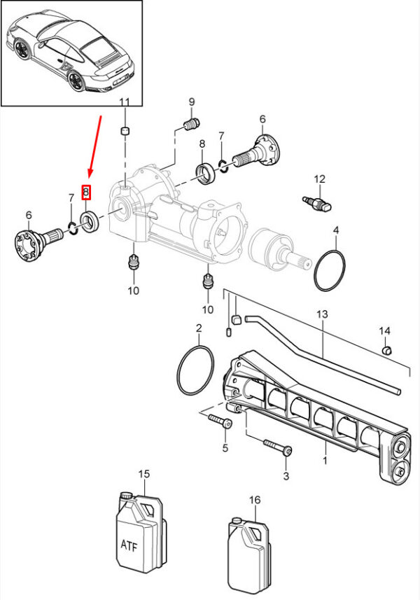99911345441 - Porsche 911 991 Front Drive Axle Shaft Seal 99911345441 NEW REAL