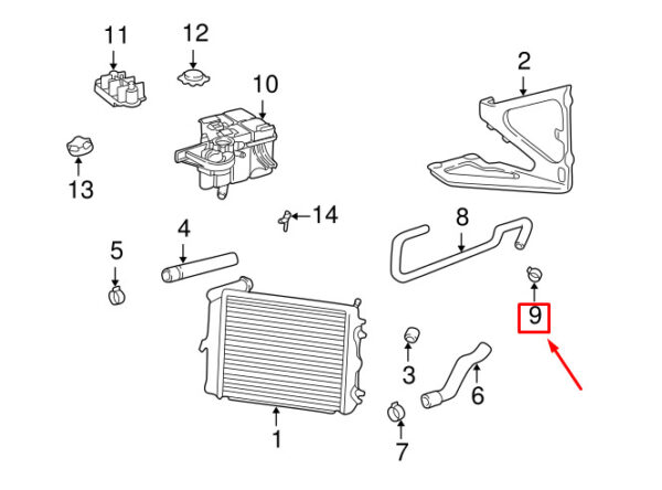 99951258509 - Porsche Boxster 986 engine coolant hose clamp 99951258509 NEW ORIGINAL