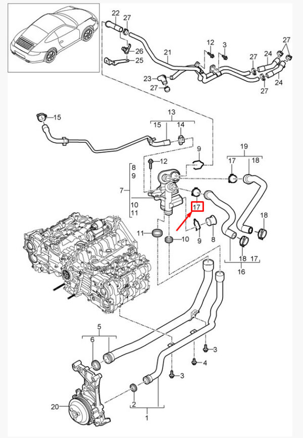 99951266209 - Porsche Cayman 981 coolant hose clamp 99951266209 NEW ORIGINAL