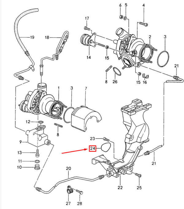 99970192640 - Porsche Carera 911 993 turbocharger carrier O-ring 99970192640 NEW ORIGINAL