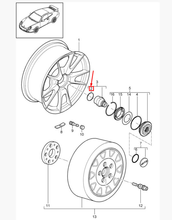 99970701240 - Porsche 911 997 wheel fuse O-ring 999701240 NEW ORIGINAL