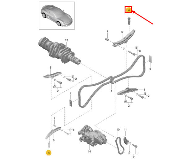 9A110515703 - PORSCHE BOXSTER SPYDER 981 ENGINE TIMING CHAIN TENSIONER 9A110515703 NEW GENUINE
