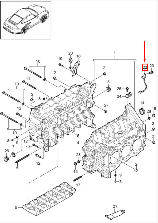 9A160611201 - Porsche Boxster 987 Crankshaft Position Sensor 9A160611202 NEW GENUINE