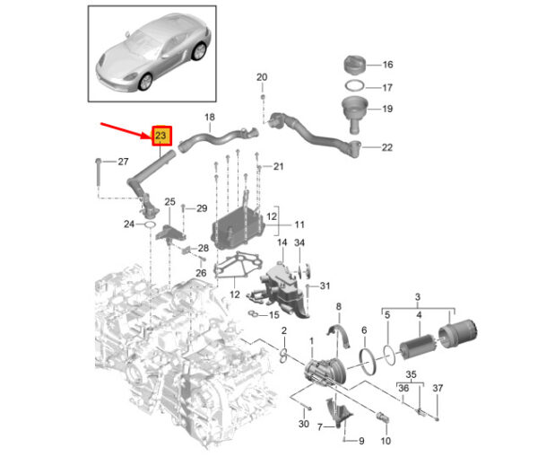 9A210701600 - Porsche 718 Cayman 982 Engine Oil Filler Pipe 9A210701600 NEW GENUINE