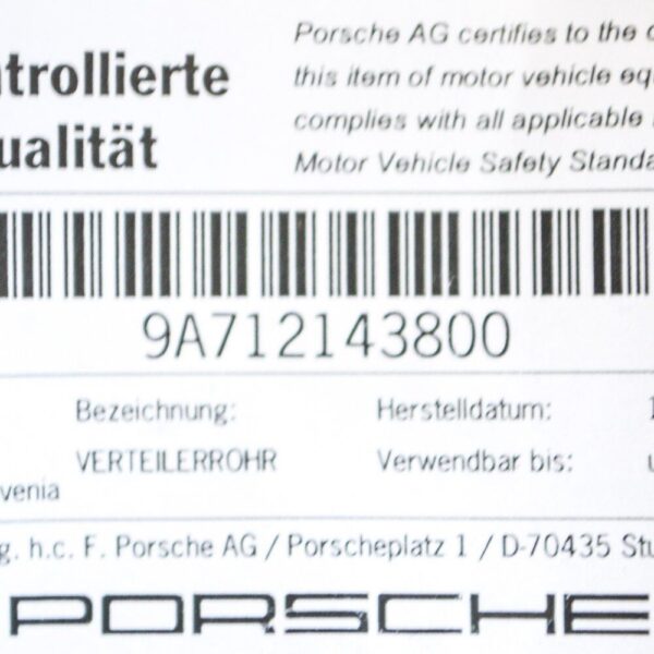 9A712143800 - Porsche Panamera 971 2.9i 324 kW radiator coolant hose 9A712143800 mint condition