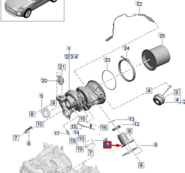 9A72530820 - Porsche Macan 95B.2 Exhaust Pipe 9A72530820 New Genuine