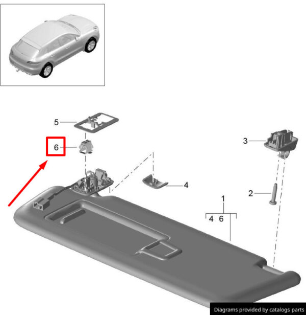 9A786763300 - Porsche Macan 95b Sun Bezel Clip 9A7.867.633.00 9A786763300 NEW Original