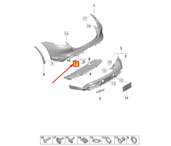 9J0807289A - Porsche Taycan parking sensor mount rear left inside bumper 9J0807289A NEW
