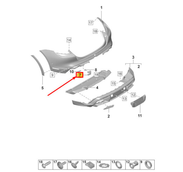 9J0807290 - Porsche Taycan parking sensor mount rear right bumper 9J0807290 NEW