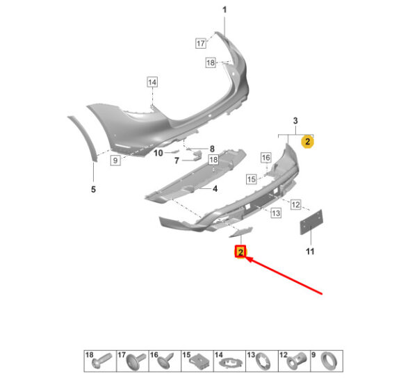 9J0807441AOK1 - Porsche Taycan Towing Eye Cover Rear Left for Bumper 9J0807441AOK1
