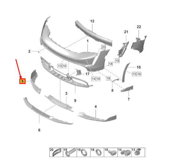 9J0807548AOK1 - Porsche Taycan bumper spoiler front right bottom 9J0807548AOK1 NEW ORIGINAL