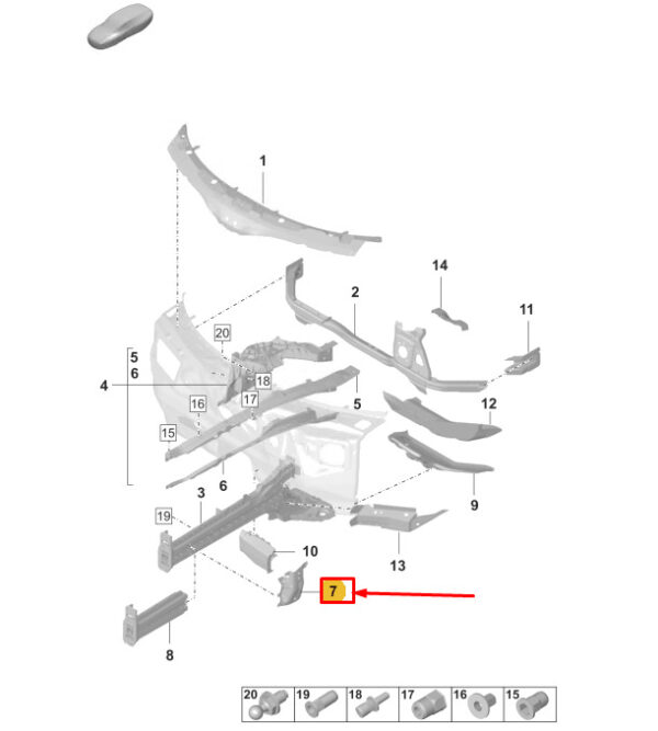9J1804222YGRV - Porsche Taycan Front Right Fender Bracket 9J1804222YGRV NEW GENUINE