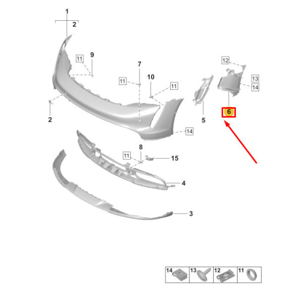 9J1807014Y - Porsche Taycan air routing bumper front left 9J1807014Y NEW ORIGINAL