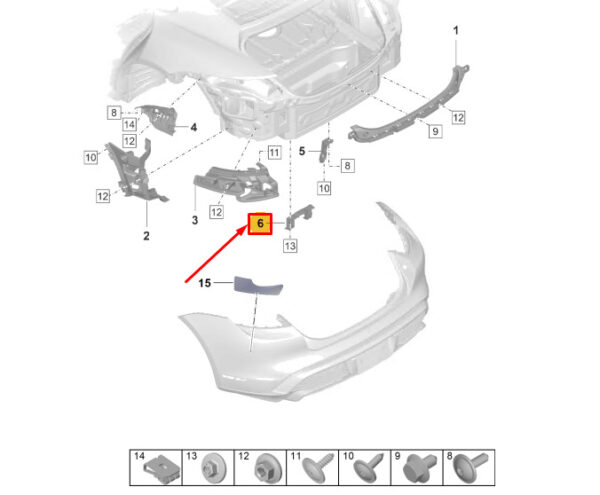 9J1825199 - Porsche Taycan mount for rear bottom bumper 9J1825199 NEW ORIGINAL