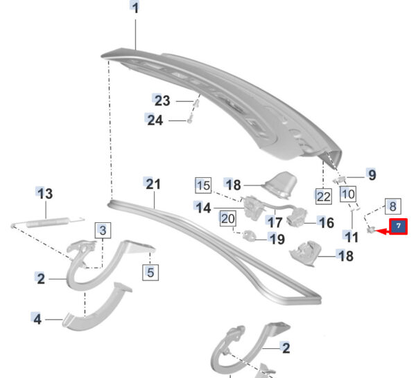9J1827684 - PORSCHE Taycan trunk wedge guide rear right 9J1827684 NEW original
