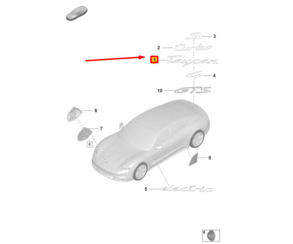 9J1853675DOK1 - Porsche Taycan tailgate inscription 9J1853675DOK1 NEW ORIGINAL