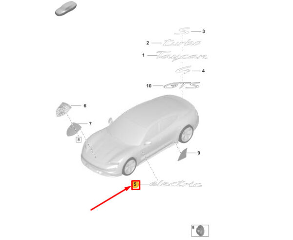 9J1854499OK1 - Porsche Taycan fenders front inscription 9J1854499OK1 NEW ORIGINAL