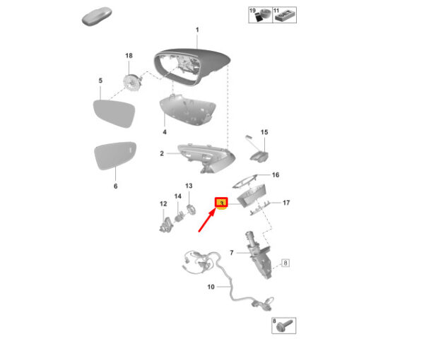 9J1857578OK1 - Porsche Taycan foot cover for exterior mirrors right 9J1857578OK1 NEW ORIGINAL