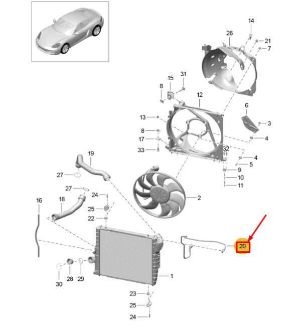 9P1121466 - PORSCHE 718 CAYMAN 982 VENT LINE 9P1121466 NEW GENUINE
