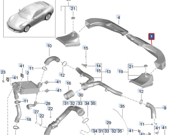 9P1145334A - Porsche 911 992 Carrera Right Engine Air Routing 9P1145334A NEW REAL
