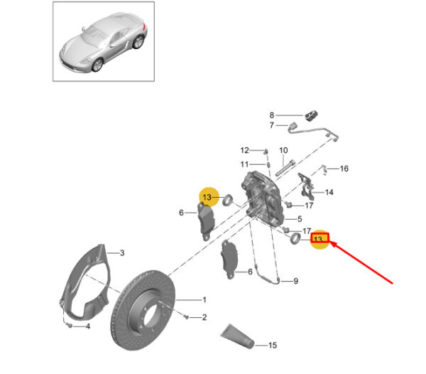 9P1698671C - Porsche 718 Cayman 982 Front Brake Caliper Gasket Set 9P1698671C NEW GENUINE