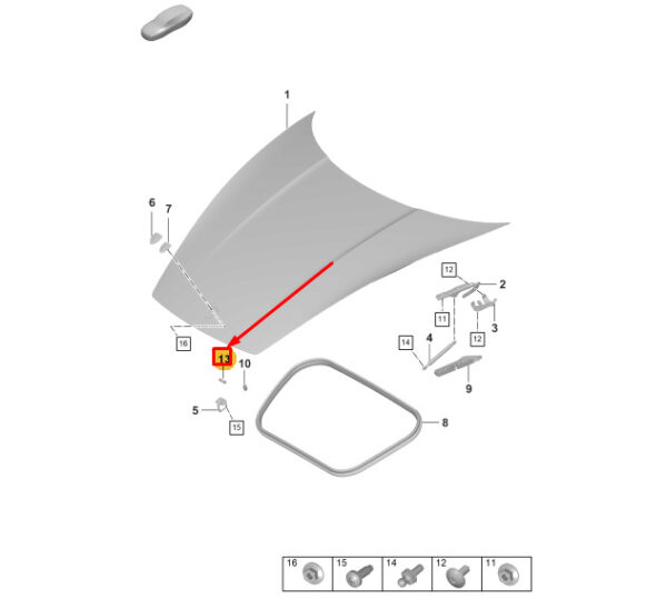 9P1823603 - Porsche 911 992 bonnet protective cap 9P1823603 NEW ORIGINAL