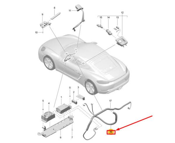 9P1979023 - PORSCHE 718 CAYMAN 982 GSM Antenna, Single Cable, 9P1979023, NEW, GENUINE
