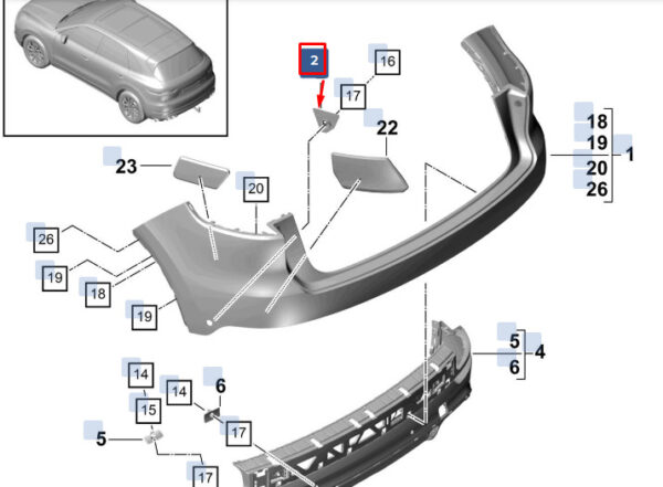 9Y0807140G2X - Porsche Cayenne 9y0 Rear Bumper Right PDC Holder 9Y0807140G2X NEW Original