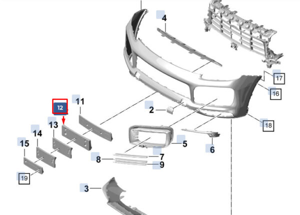 9Y0807287MOK1 - Porsche Cayenne 9y0 Front Bumper Number Holder 9Y0807287MOK1 NEW Original