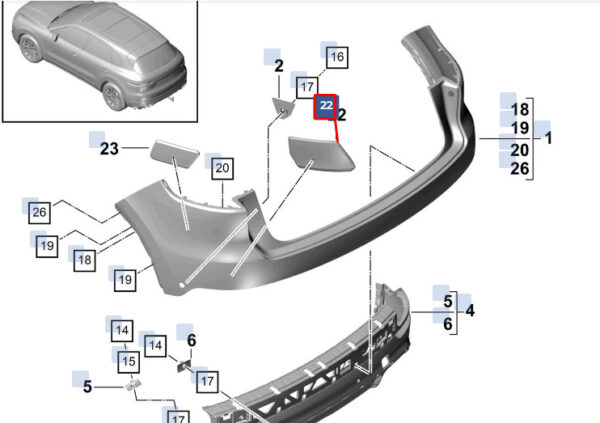 9Y0807574 - Porsche Cayenne 9y0 foam part rear right bottom 9Y0807574 NEW original