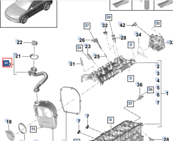 PAB115301 - Porsche Cayenne 9Y0 oil filling pipe PAB115301 NEW ORIGINAL